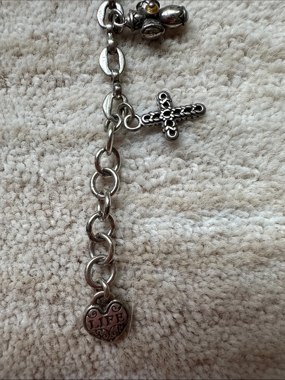 Brighton Eternity Crosses Charm Bracelet vintage Silverplate Two Tone 8.5”